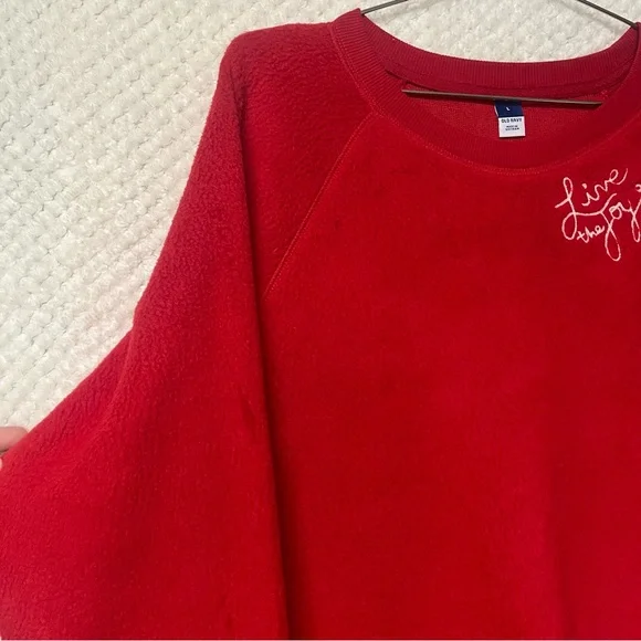Old Navy Womens Vintage Sherpa Easy Sweatshirt Christmas Red Large Cozy NWT - Picture 5 of 8